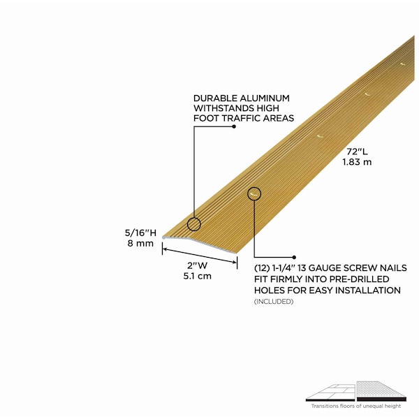 M-D Building Products Aluminum, Satin Brass, 72 in L, 2 in W - 79251