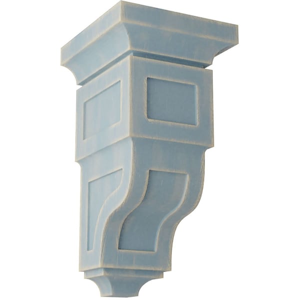 Ekena Millwork 7"W x 7 3/4"D x 14"H Jumbo Reyes Wood Vintage Decor Corbel, Driftwood Blue - CORWD07X07X14RYBU