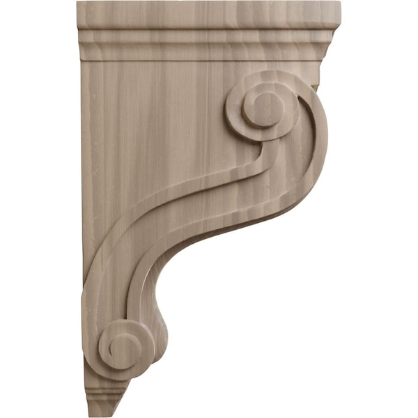 Ekena Millwork 3 7/8"W x 8"D x 13"H Boston Traditional Scroll Corbel, Walnut - COR03X08X13TSWA