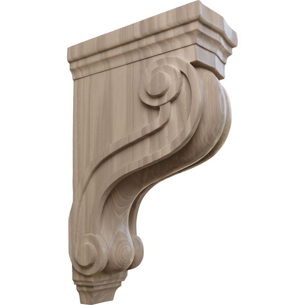 Ekena Millwork 3 7/8"W x 8"D x 13"H Boston Traditional Scroll Corbel, Walnut - COR03X08X13TSWA