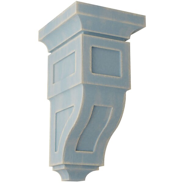 Ekena Millwork 6"W x 6 3/4"D x 12"H Large Reyes Wood Vintage Decor Corbel, Driftwood Blue - CORWD06X06X12RYBU