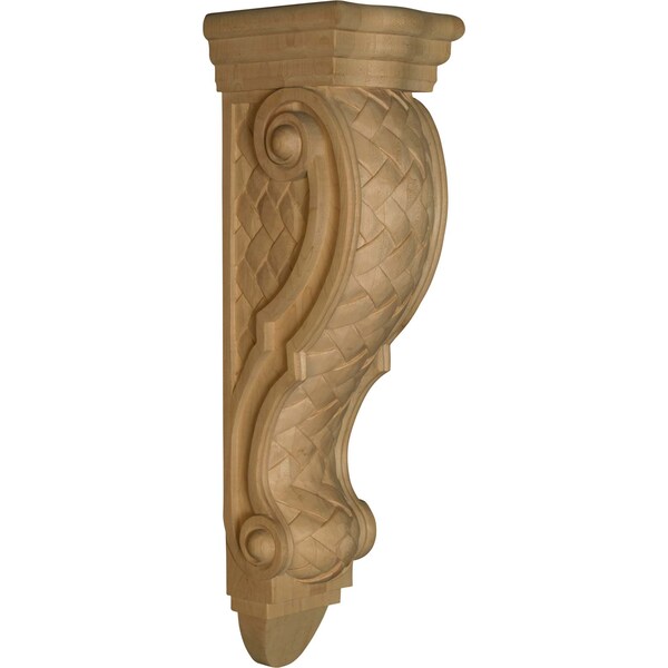 Osborne Wood Products 26 1/2 x 7 1/2 x 7 3/4 Ancona Corbel with Basket Weave in Red Oak - 8226O