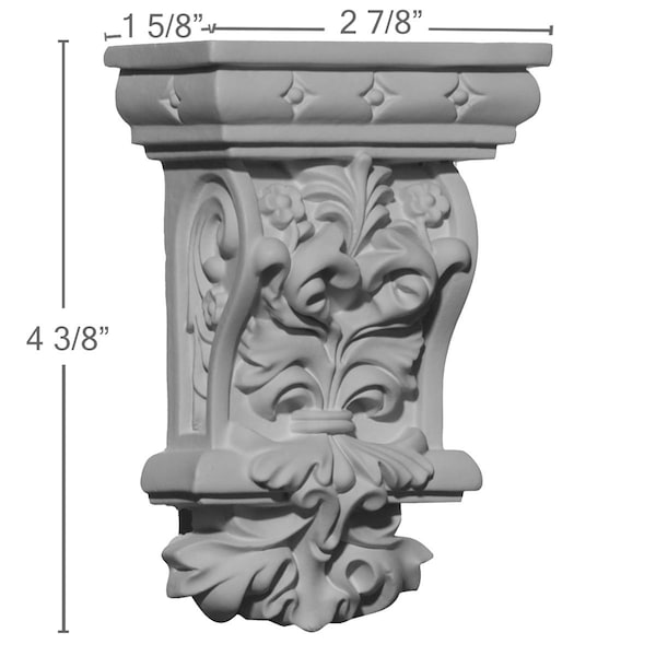 Ekena Millwork 2 7/8"W x 1 5/8"D x 4 3/8"H Valletta Corbel - COR02X01X04VL