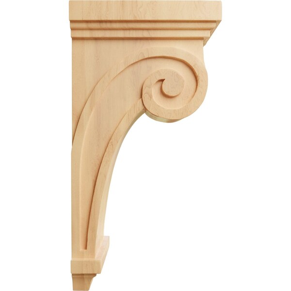 Ekena Millwork 5 1/2"W x 8 1/4"D x 16"H Scroll Corbel, Red Oak - COR05X08X16SCRO