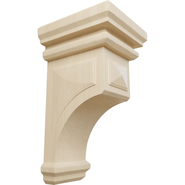 Ekena Millwork 7"W x 7 3/4"D x 14"H Jumbo Woodruff Wood Corbel, Rubberwood - CORW07X07X14WFRW