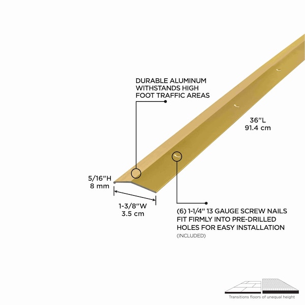M-D Building Products Aluminum, Satin Brass, 36 in L, 1.38 in W - 72074
