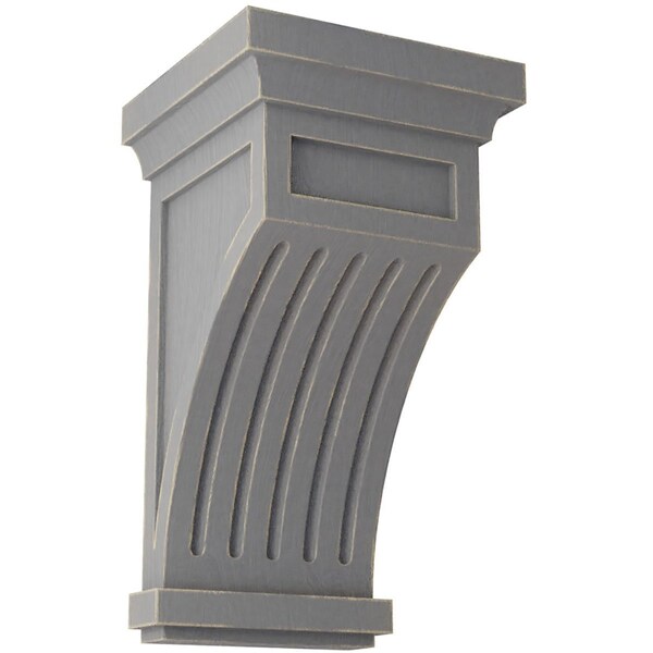 Ekena Millwork 5 1/2"W x 5 1/2"D x 10"H Fluted Wood Vintage Decor Corbel, Pebble Grey - CORWD05X05X10FLPG