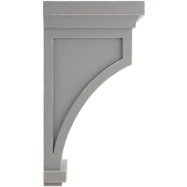 Ekena Millwork 5 1/2"W x 5 1/2"D x 10"H Fluted Wood Vintage Decor Corbel, Pebble Grey - CORWD05X05X10FLPG