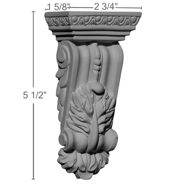 Ekena Millwork 2 3/4"W x 1 5/8"D x 5 1/2"H Granada Corbel - COR02X01X05GR
