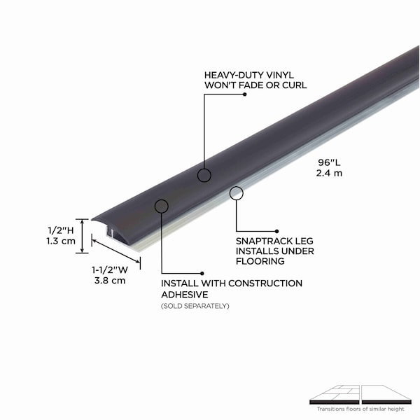 M-D Building Products 1-1/4 In. X 96 In. Black Vinyl Divider In.T In. w/ Metal Track - 31215
