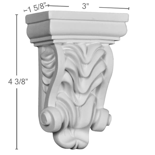 Ekena Millwork 3"W x 1 5/8"D x 4 3/8"H Alexandria Corbel - COR03X02X04AL