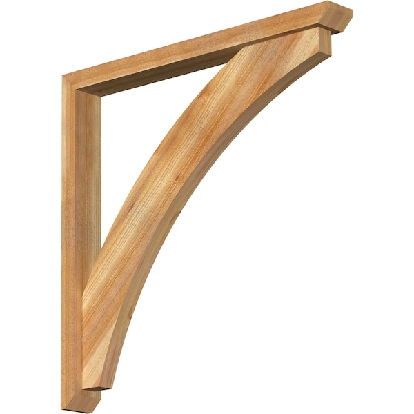 Ekena Millwork Thorton Slat Rough Sawn Bracket w/ Offset Brace, Western Red Cedar, 4"W x 36"D x 36"H - BKT0402X36X36THR06RWR