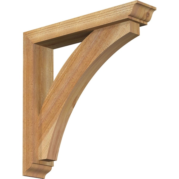 Ekena Millwork Thorton Traditional Rough Sawn Bracket w/ Offset Brace, Western Red Cedar, 4"W x 20"D x 20"H - BKT0402X20X20THR01RWR