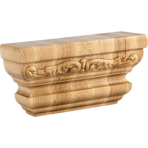 Hardware Resources 6" Wx2"Dx3"H Rubberwood Acanthus Pilaster Capital - PC-2RW