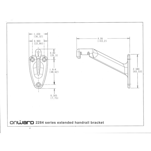 Onward 4 116inch 103 mm HeavyDuty Handrail Bracket, Brass - 2284BV