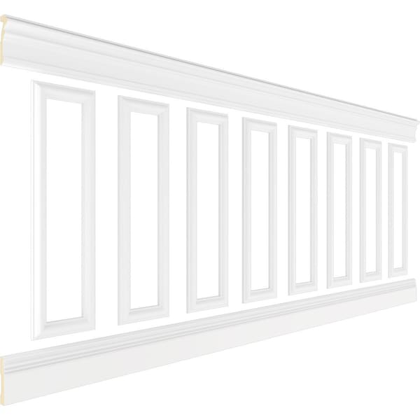 Ekena Millwork 94 1/2"L (Adjustable 40"H to 44"H) Ashford Square Panel Traditional Wainscot Paneling Kit - WPKUSQ051P040