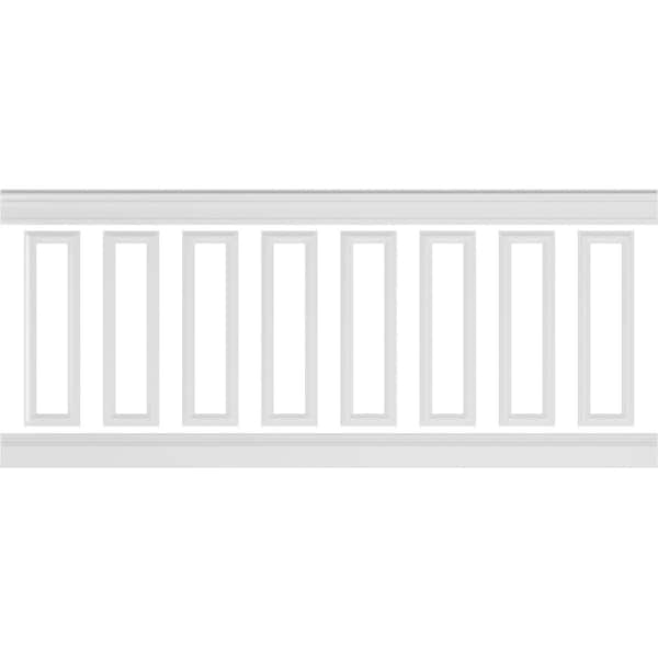Ekena Millwork 94 1/2"L (Adjustable 40"H to 44"H) Ashford Square Panel Traditional Wainscot Paneling Kit - WPKUSQ051P040