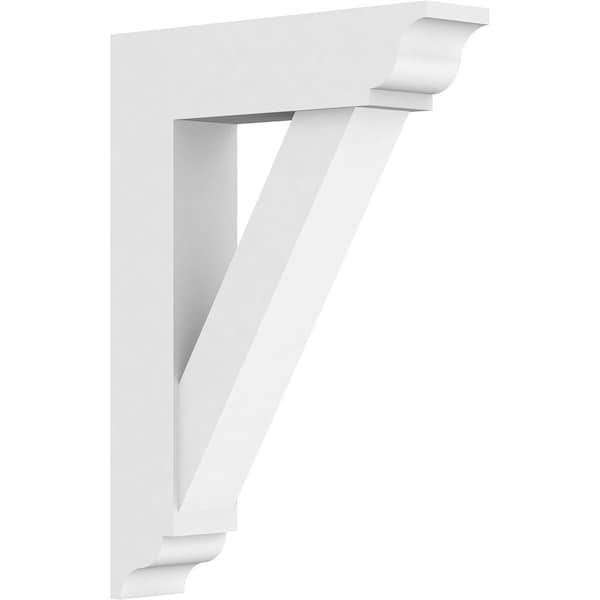 Ekena Millwork Standard Traditional Architectural Grade PVC Bracket with Traditional Ends, 3"W x 16"D x 22"H - BKTP03X16X22TRA01