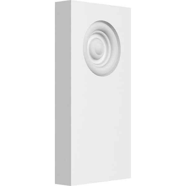 Ekena Millwork Standard Foster Bullseye Plinth Block with Square Edge, 4"W x 8"H x 1"P - PBP040X080X100FOS02