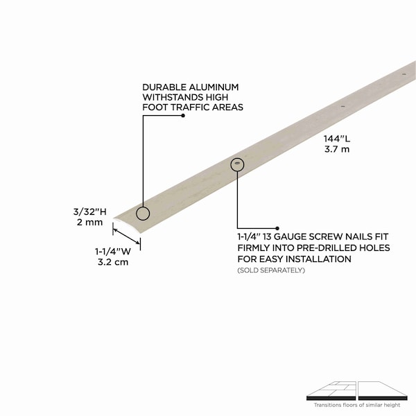 M-D Building Products Aluminum, Pewter, 144 in L, 1.25 in W - 31494
