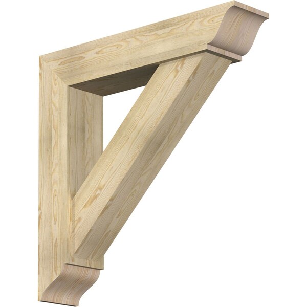 Ekena Millwork Traditional Traditional Rough Sawn Bracket w/ Offset Brace, Douglas Fir, 8"W x 38"D x 38"H - BKT0806X38X38TRA01RDF