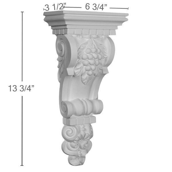 Ekena Millwork 6 3/4"W x 3 1/2"D x 13 3/4"H Grape Bunch Corbel - COR06X13X03GR