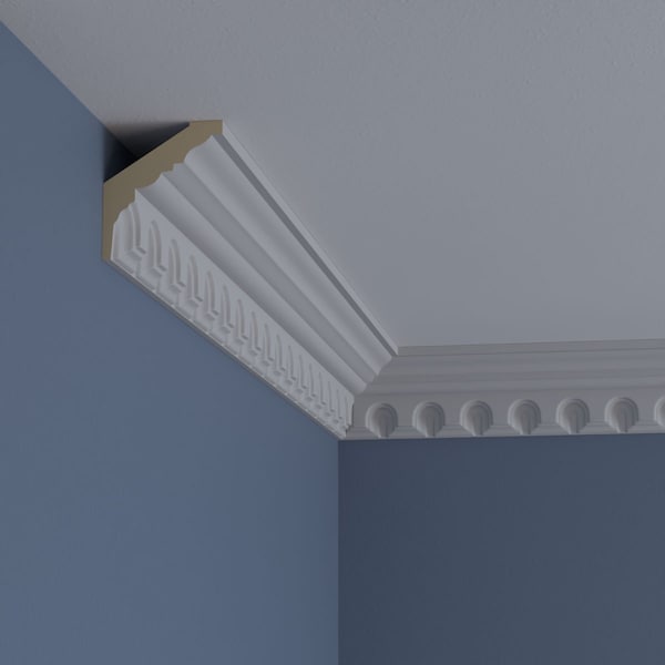 Ekena Millwork 3 1/8"H x 2 3/4"P x 3 7/8"F x 94 1/2"L Heaton Crown Moulding - MLD03X02X03HE