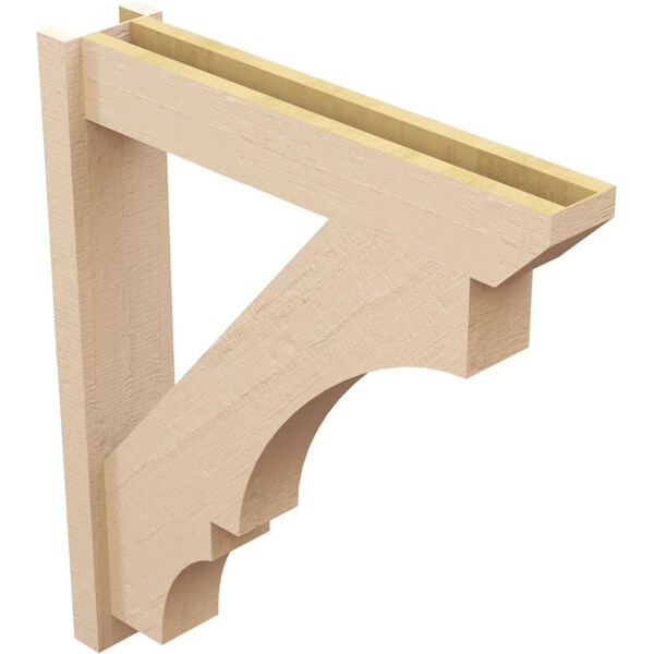 Ekena Millwork 6-in W x 30-in D x 34-in H Balboa Slat Rough Cedar Woodgrain TimberThane Outlooker, Primed Tan - OUTUR060X30X34BOA24RCPR