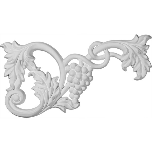 Ekena Millwork 12 5/8"W  x 6 3/4"H x 1"P Large Grape and Leaf Onlay, Right - ONL12X06X01GR-R