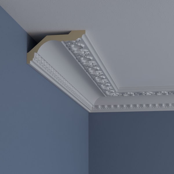 Ekena Millwork 2 3/4"H x 5 1/8"P x 5 3/4"F x 94 1/2"L, (4 3/4" Repeat) Artis with Shells Crown Moulding - MLD05X03X06AR