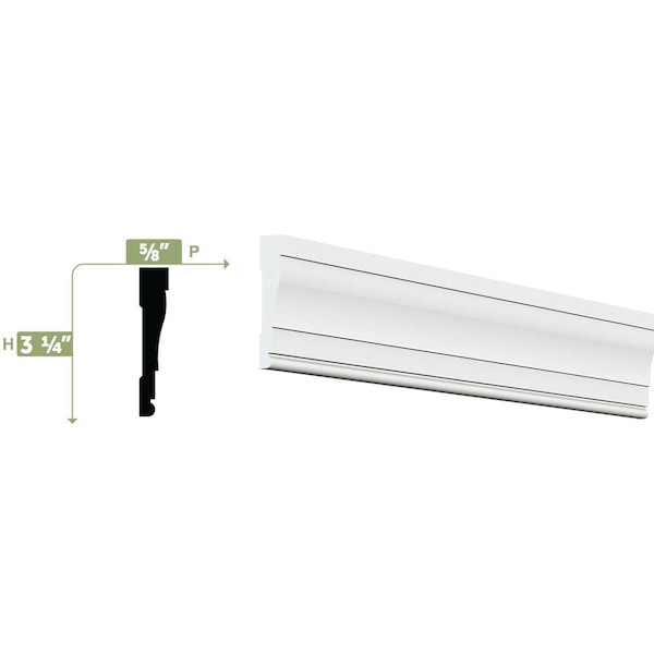Ekena Millwork WM445 - 3 1/4"H x 5/8"P x 96"L Casing Moulding, PVC - WM445X96SWPV