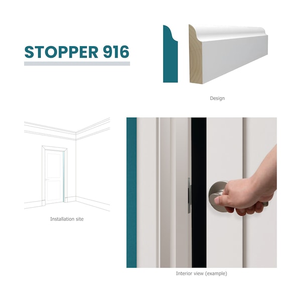 Reso Radiata pine, White, 85 in L, 0.375 in H, 1.375 in W, Primed - RMC-916-85-5