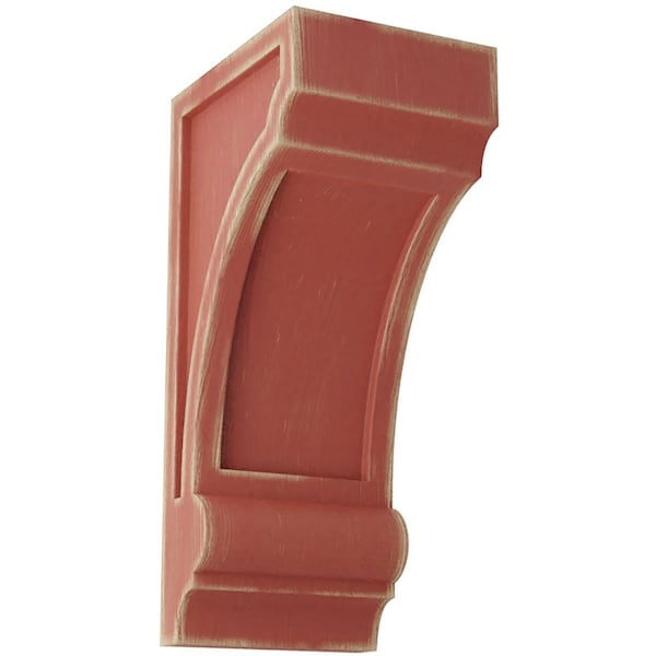 Ekena Millwork 4 3/4"W x 6"D x 12"H Diane Recessed Wood Vintage Decor Corbel, Salvage Red - CORWD05X06X12DIRD