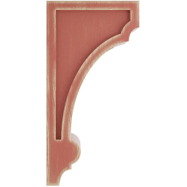 Ekena Millwork 4 3/4"W x 6"D x 12"H Diane Recessed Wood Vintage Decor Corbel, Salvage Red - CORWD05X06X12DIRD