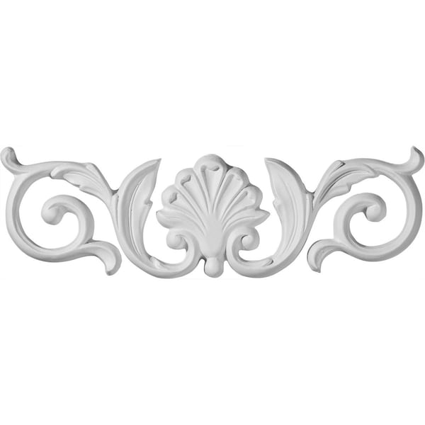 Ekena Millwork 11"W x 3 1/8"H x 1/2"P Gerald Center with Scrolls Onlay - ONL11X08GD