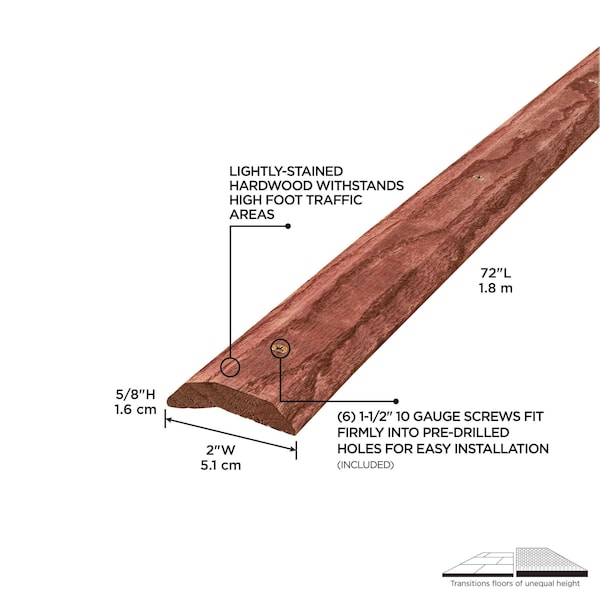 M-D Building Products Hardwood, Light Stain, 72 in L, 2 in W - 85449