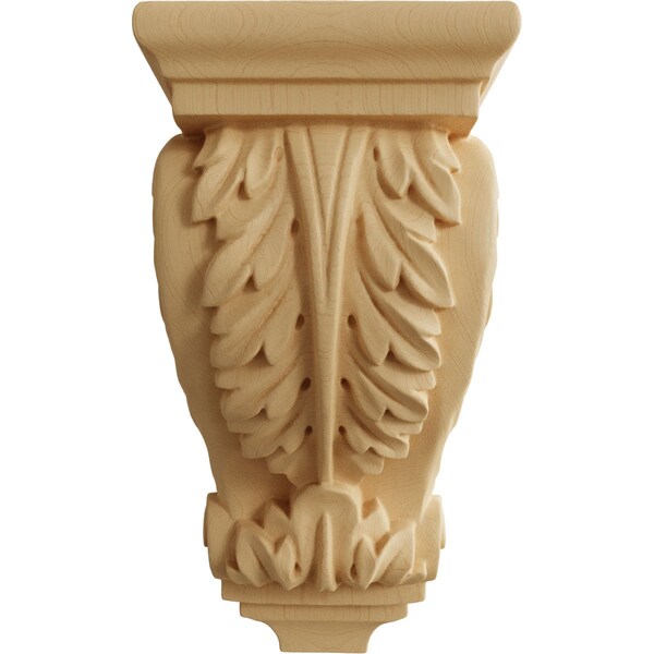 Ekena Millwork 3 1/2"W x 4"D x 7"H Small Acanthus Wood Corbel, Maple - CORW03X04X07ACMA