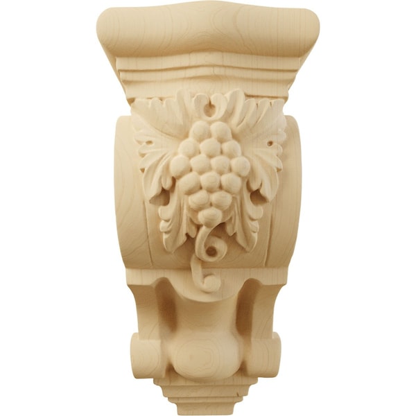 Ekena Millwork 3 1/2"W x 4 3/8"D x 7 7/8"H Small Grape Bunches Corbel, Alder - COR03X04X07GRAL
