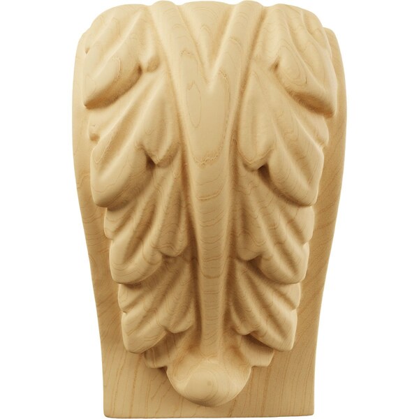 Ekena Millwork 1 3/4"W x 1 1/2"D x 3"H Mini Acanthus Leaf Block Corbel, Alder - CORW01X01X03BAAL