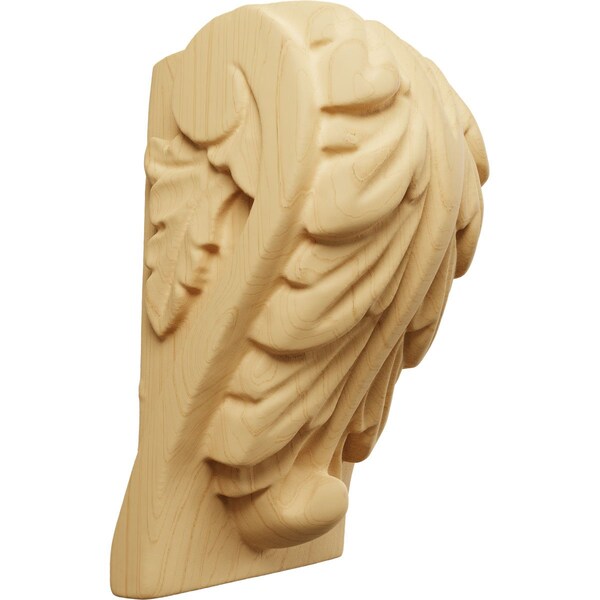 Ekena Millwork 1 3/4"W x 1 1/2"D x 3"H Mini Acanthus Leaf Block Corbel, Alder - CORW01X01X03BAAL