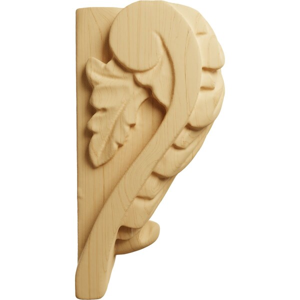 Ekena Millwork 1 3/4"W x 1 1/2"D x 3"H Mini Acanthus Leaf Block Corbel, Alder - CORW01X01X03BAAL