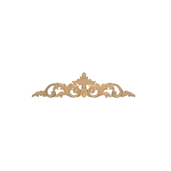 Osborne Wood Products 24 5/8 x 6 x 3/4 Medium Acanthus Leaf Center in Rubberwood - 891804RW