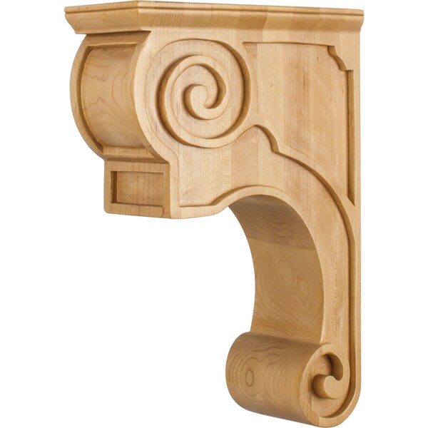 Hardware Resources 3-3/8" Wx8"Dx11-3/4"H Maple Scrolled Mission Corbel - CORT-PMP
