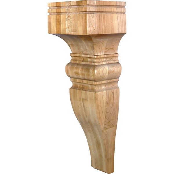 Hardware Resources 7" Wx7"Dx22"H Rubberwood Baroque Corbel - COR23-3RW