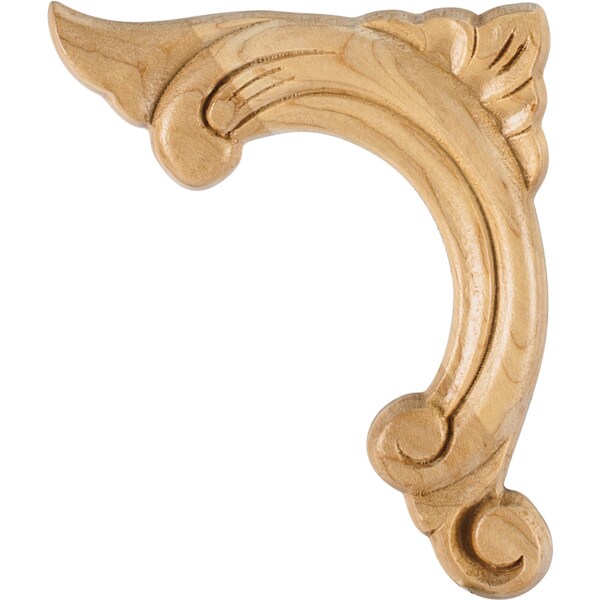 Hardware Resources 3-3/4 Wx3/8Dx4-1/2H Left Corner Maple Acanthus Applique - APL-12-L-MP