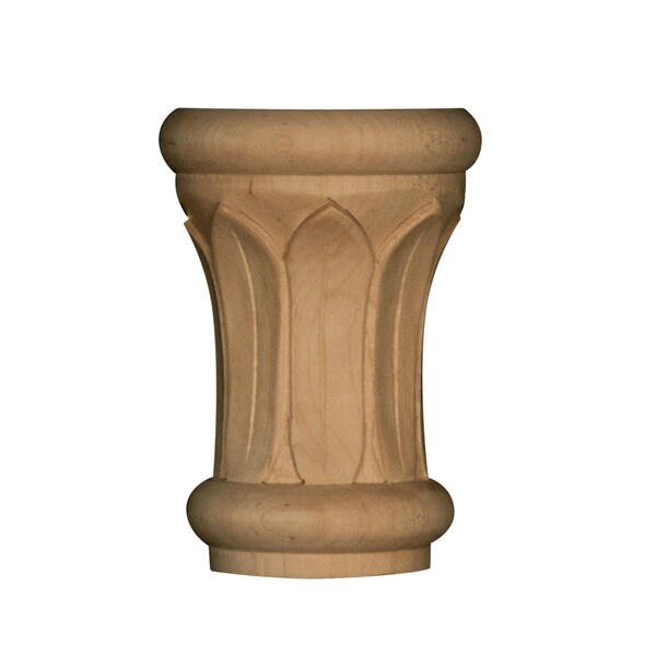 Osborne Wood Products 4 3/4 x 3 1/2 x 1 3/4 Large Papyrus Half Round Capital in Rubberwood - 892034RW