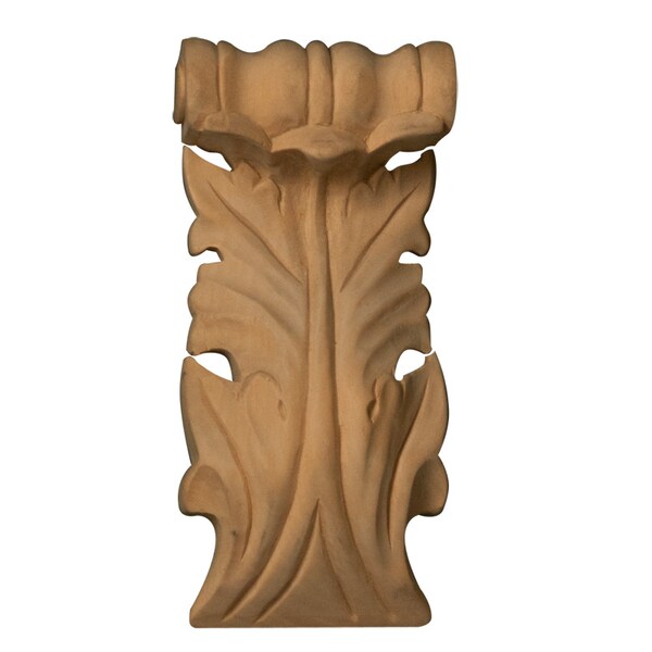 Osborne Wood Products 5 1/2 x 2 5/8 x 1 1/8 Acanthus Leaf Pilaster Capital in Rubberwood - 892071RW