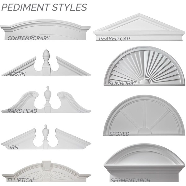Ekena Millwork 72"W x 14"H x 2"P Elliptical Sunburst Pediment - PED72X14X02SB