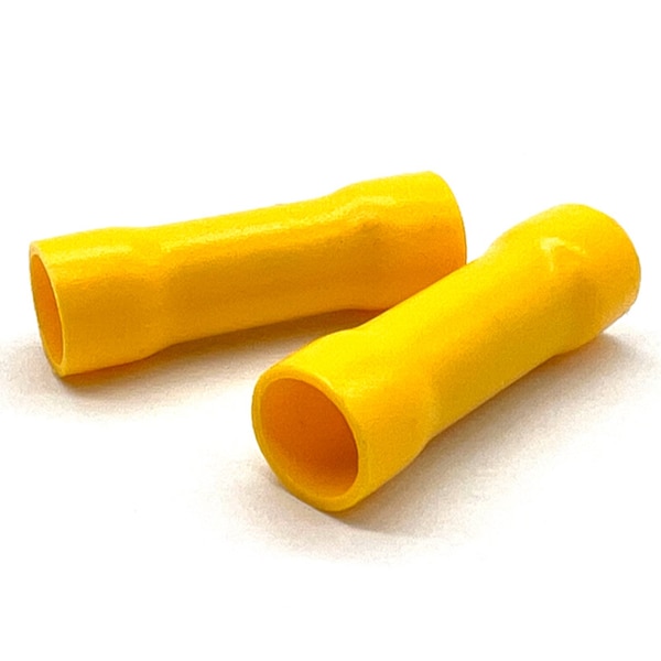 Boltsandnuts.Com 50 Piezas Conector de Engarce de Empalme de PVC/Aislamiento Amarillo, AWG 12-10, 50PK - EL-1210-BUTT-VY-50