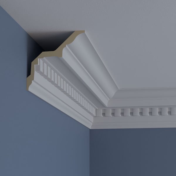 Ekena Millwork 5"H x 5"P x 7 1/8"F x 94 1/2"L Dentil Crown Moulding - MLD05X05X07DE